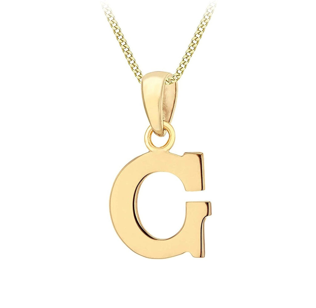 9ct Yellow Gold Initial Plain Pendant 'G - NiaYou Jewellery