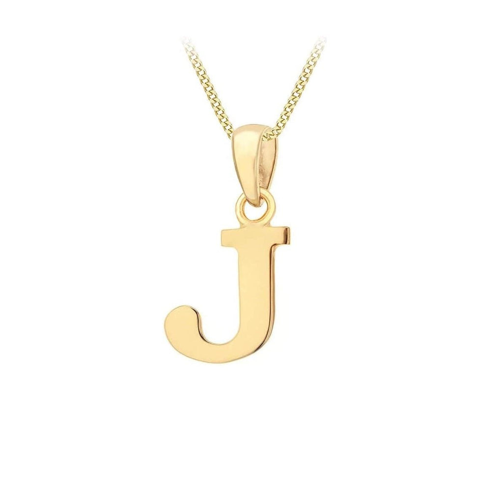 9ct Yellow Gold Initial Plain Pendant J - NiaYou Jewellery