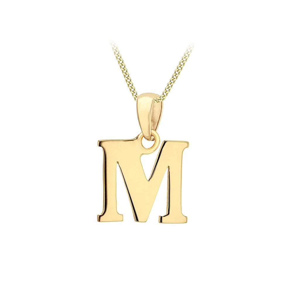 9ct Yellow Gold Initial Plain Pendant M - NiaYou Jewellery