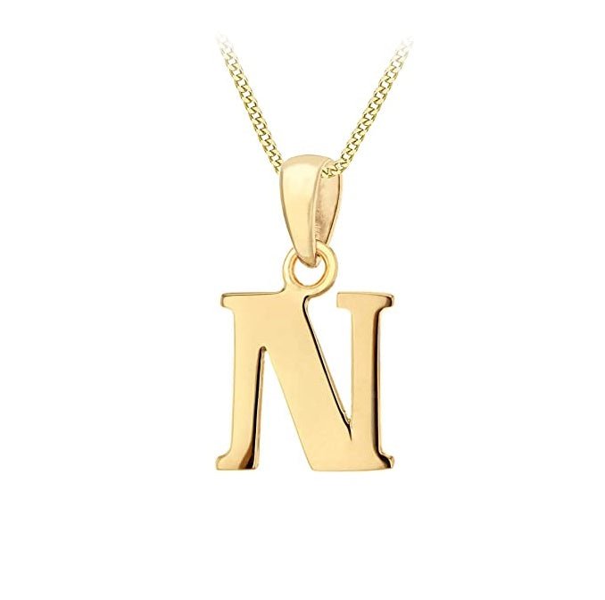 9ct Yellow Gold Initial Plain Pendant N - NiaYou Jewellery