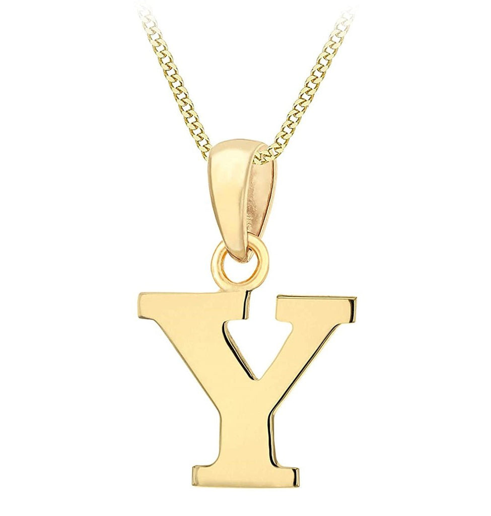 9ct Yellow Gold Initial Plain Pendant Y - NiaYou Jewellery