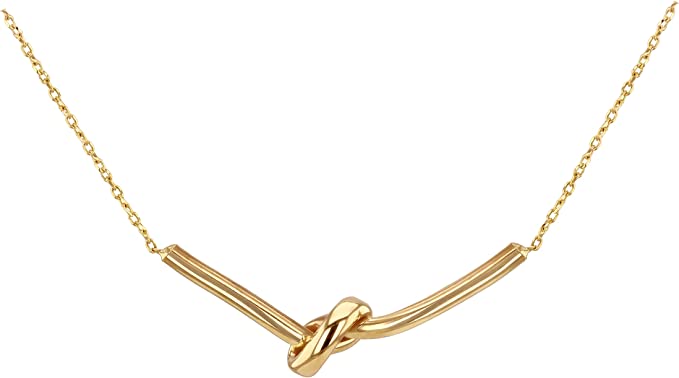 9ct Yellow Gold Knot Bar Necklace - NiaYou Jewellery