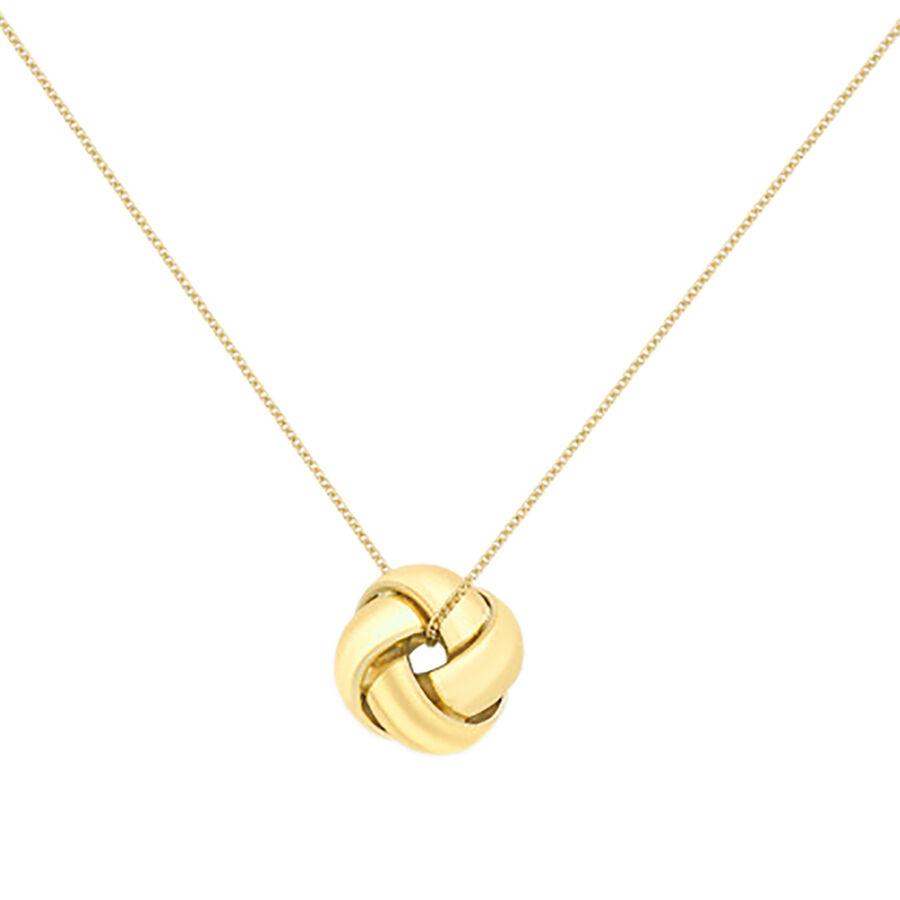 9ct Yellow Gold Knot Pendant on Diamond Cut Curb Chain - NiaYou Jewellery
