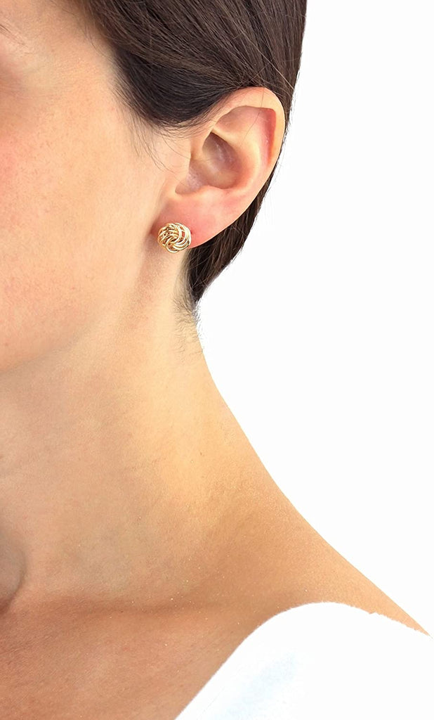 9ct Yellow Gold Knot Stud Earrings 10 MM - NiaYou Jewellery