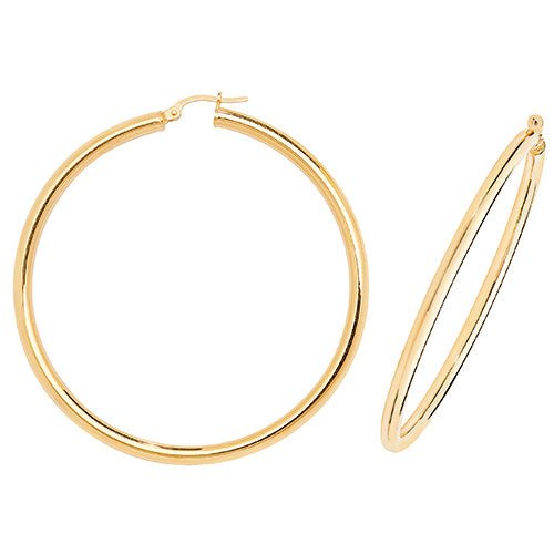 9ct Yellow Gold Large Hoop Earrings 50 MM - NiaYou Jewellery