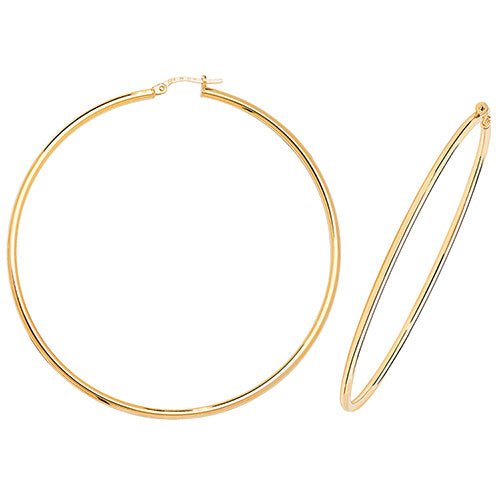 9ct Yellow Gold Large Hoop Earrings 60 MM - NiaYou Jewellery