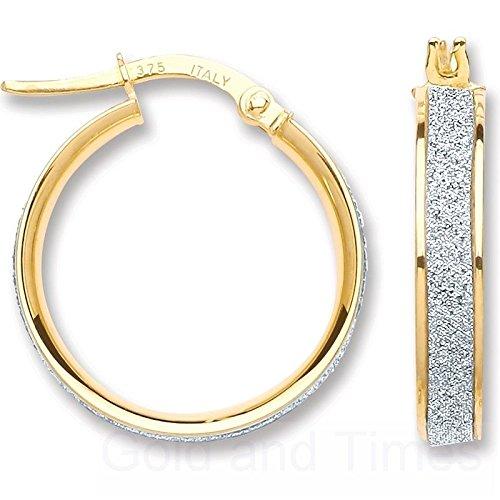 9ct Yellow Gold Moondust Stardust Hoop Earrings - NiaYou Jewellery