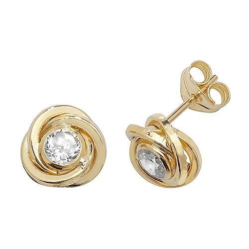 9ct Yellow Gold Multi Circle Knot Earrings with CZ - NiaYou Jewellery