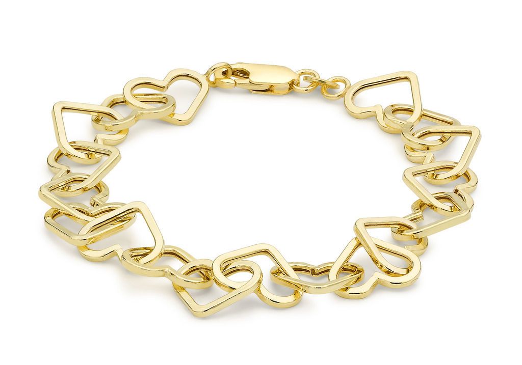 9ct Yellow Gold Multi Heart Ladies Bracelet - NiaYou Jewellery