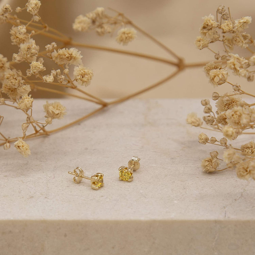 9ct Yellow Gold November Birthstone Stud Earring - NiaYou Jewellery