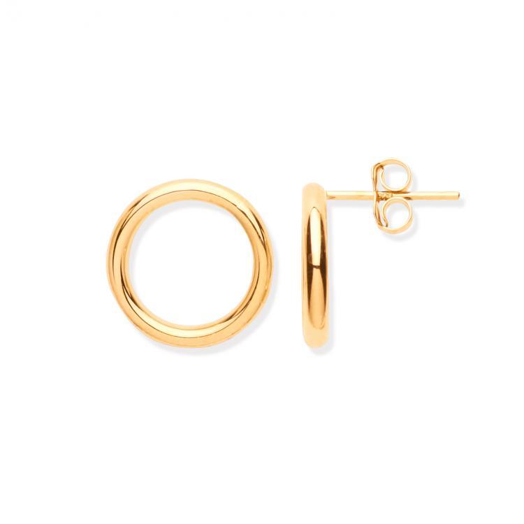 9ct Yellow Gold Open Circle Stud Earrings - NiaYou Jewellery