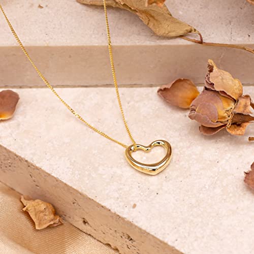 9ct Yellow Gold Open Heart Sliding Pendant Necklace - NiaYou Jewellery
