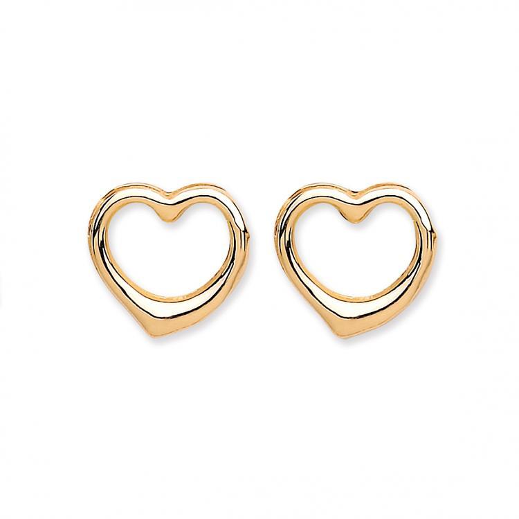 9ct Yellow Gold Open Heart Stud Earrings - NiaYou Jewellery
