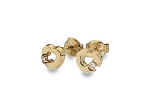 9ct Yellow Gold Open Heart with CZ Stud Earrings - NiaYou Jewellery