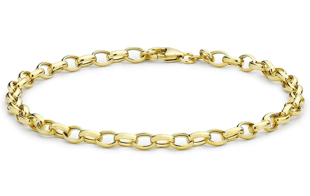 9ct Yellow Gold Oval Belcher Chain Ladies Bracelet 18 cm / 19 cm - NiaYou Jewellery
