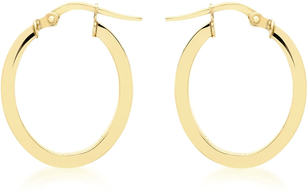 9ct Yellow Gold Oval Hoop Earrings 22 MM - NiaYou Jewellery