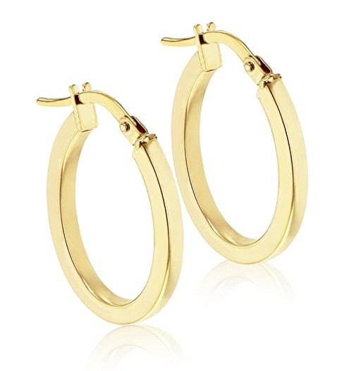 9ct Yellow Gold Oval Hoop Earrings 22 MM - NiaYou Jewellery