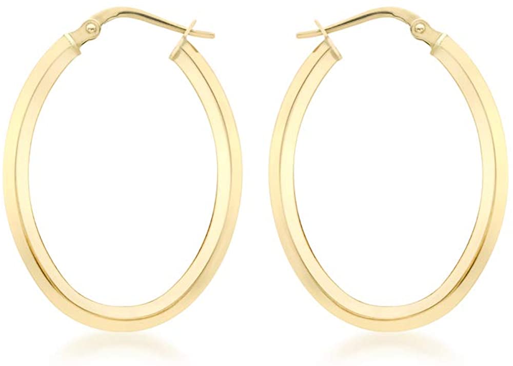 9ct Yellow Gold Oval Hoop Earrings 30 MM - NiaYou Jewellery