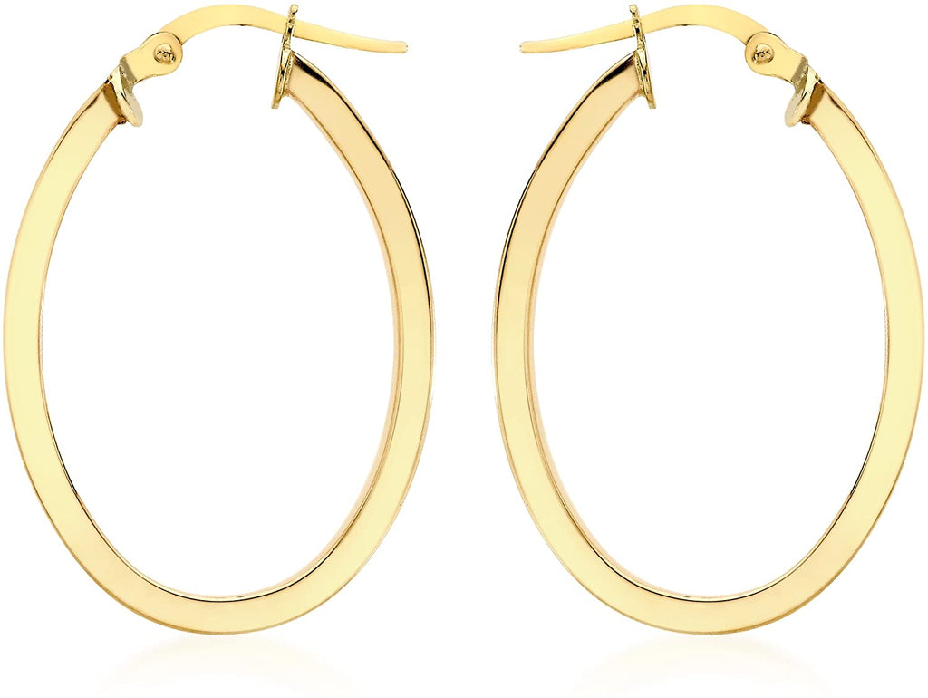 9ct Yellow Gold Oval Hoop Earrings 35 MM - NiaYou Jewellery
