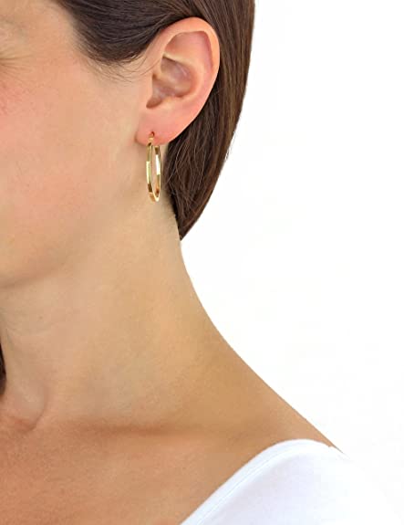 9ct Yellow Gold Oval Hoop Earrings 35 MM - NiaYou Jewellery