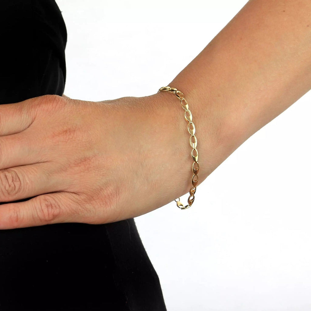 9ct Yellow Gold Oval Link Bracelet 18cm - NiaYou Jewellery