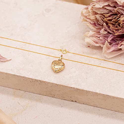 9ct Yellow Gold Patterned Heart Locket Pendant with Chain - NiaYou Jewellery
