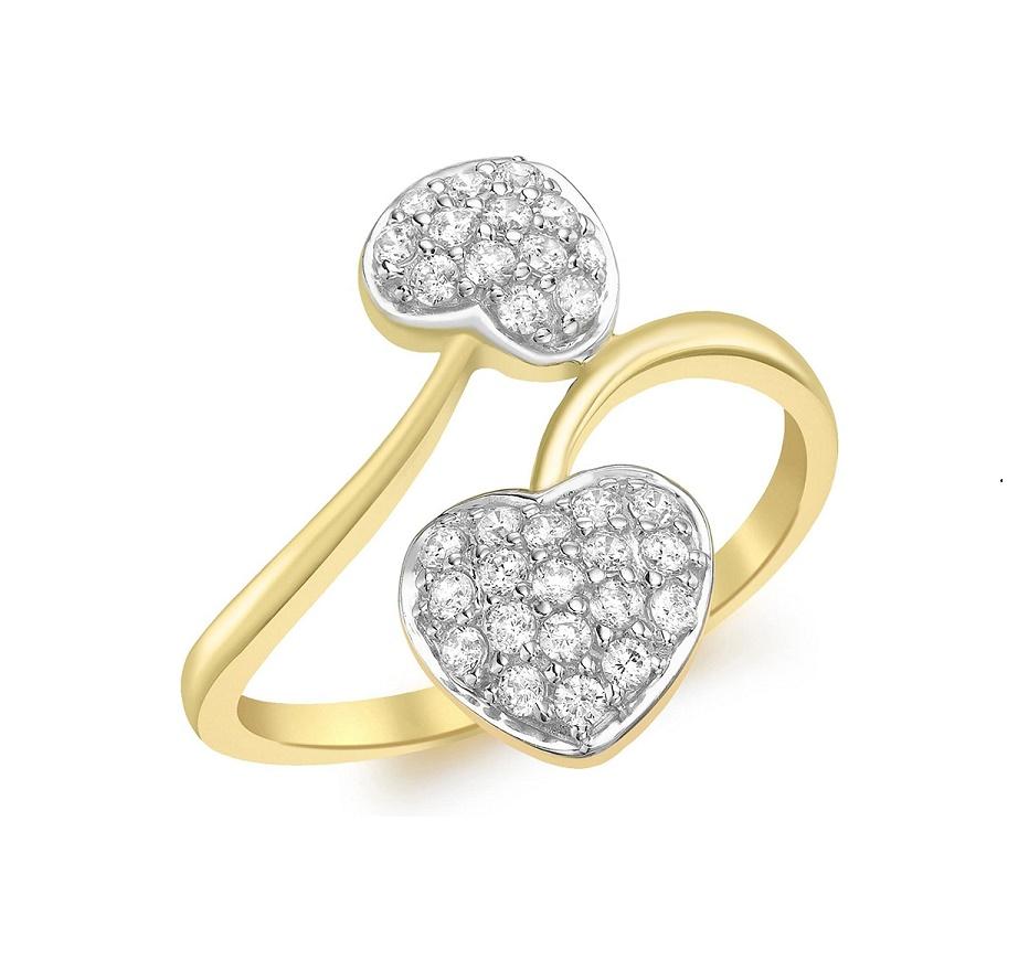 9ct Yellow Gold Pave Set Cubic Zirconia Double Heart Ring - NiaYou Jewellery