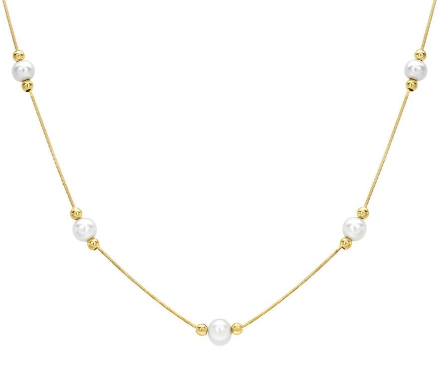 9ct Yellow Gold Pearl Hexagonal Snake Chain Necklace - NiaYou Jewellery
