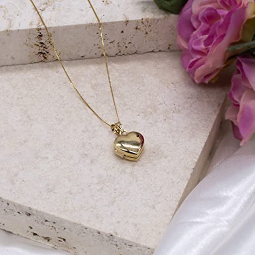 9ct Yellow Gold Plain Heart Locket with Chain - NiaYou Jewellery
