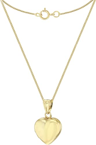 9ct Yellow Gold Plain Heart Locket with Chain - NiaYou Jewellery