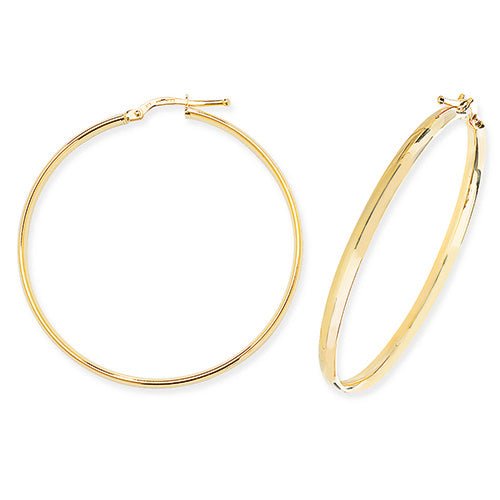 9ct Yellow Gold Plain Hoop Earrings 40 MM - NiaYou Jewellery