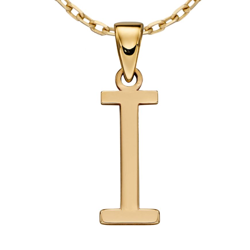 9ct Yellow Gold Plain Initial Letter Charm Pendant - A to Z - NiaYou Jewellery