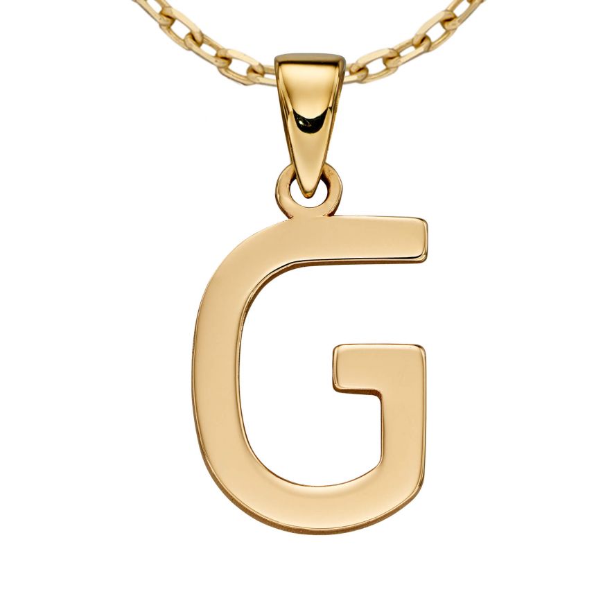 9ct Yellow Gold Plain Initial Letter Charm Pendant - A to Z - NiaYou Jewellery