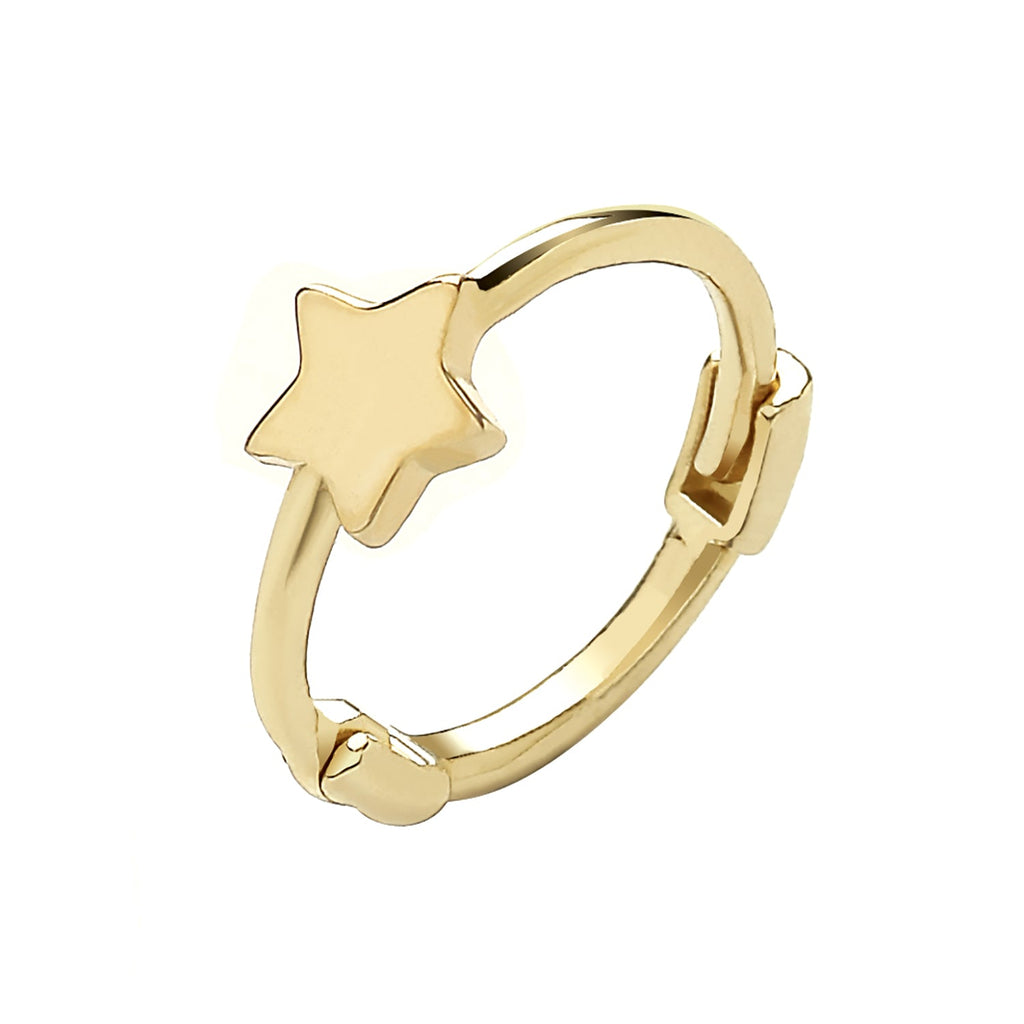 9ct Yellow Gold Plain Star Cartilage Single Hoop Earring - NiaYou Jewellery