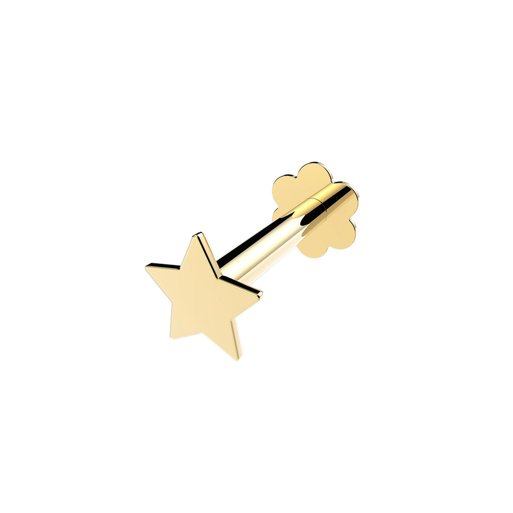 9ct Yellow Gold Plain Star Stud Lip Labret - NiaYou Jewellery