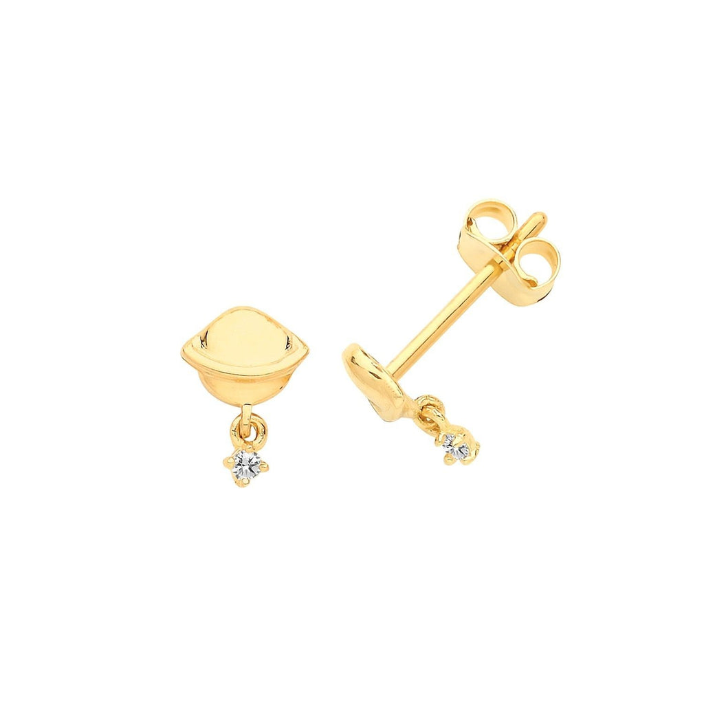 9ct Yellow Gold Planet with Ring Stud Earrings - NiaYou Jewellery
