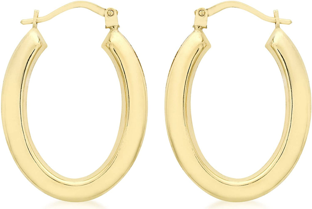9ct Yellow Gold Polished Oval Hoop Earrings 27 MM - NiaYou Jewellery