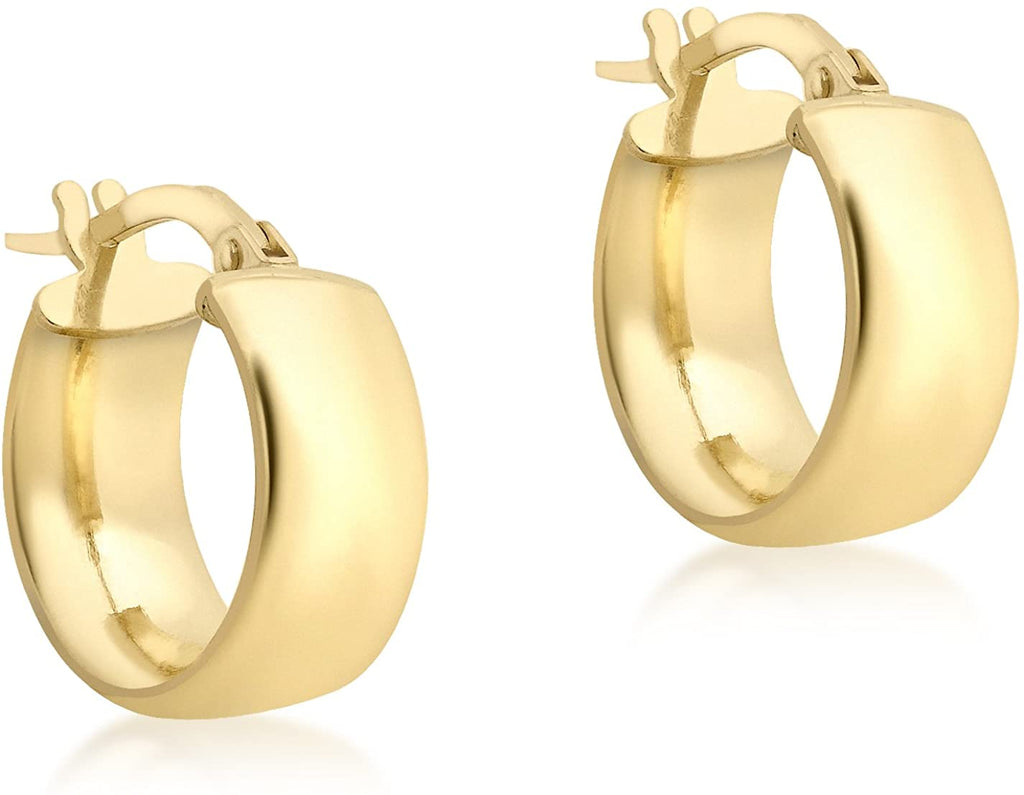 9ct Yellow Gold Polished Wide Creole Hoop Earrings - NiaYou Jewellery