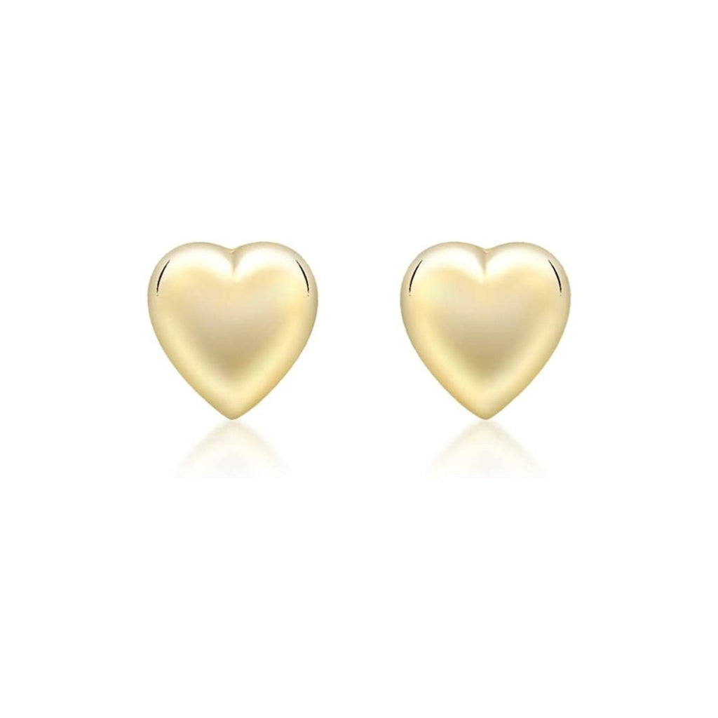 9ct Yellow Gold Puff Heart Ladies Stud Earrings - NiaYou Jewellery