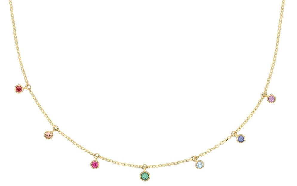 9ct Yellow Gold Rainbow Cubic Zirconia Drop Necklet - NiaYou Jewellery