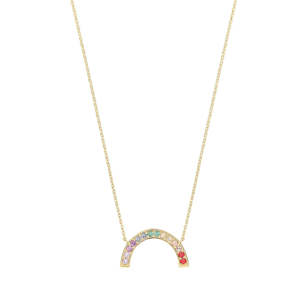 9ct Yellow Gold Rainbow Cubic Zirconia Necklace - NiaYou Jewellery