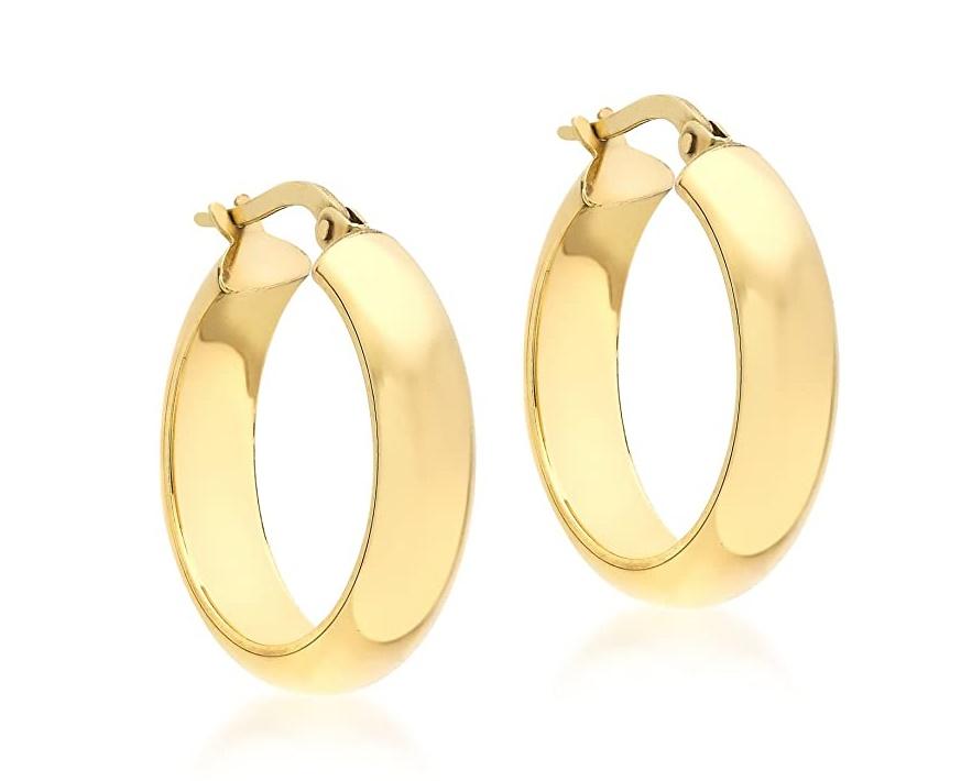 9ct Yellow Gold Round Creole Hoop Earrings 22 MM - NiaYou Jewellery