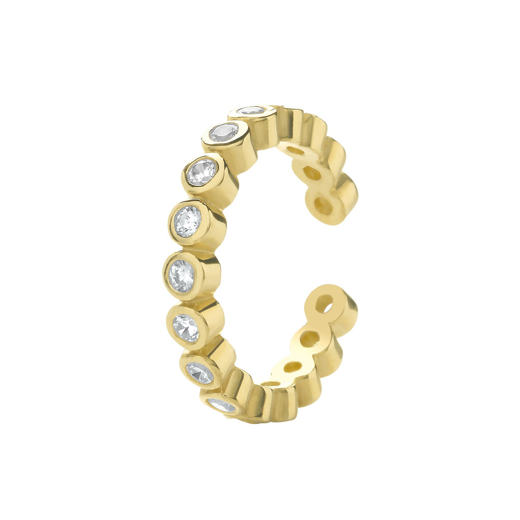 9ct Yellow Gold Round Cubic Zirconia Cartilage Single Ear Cuff - NiaYou Jewellery