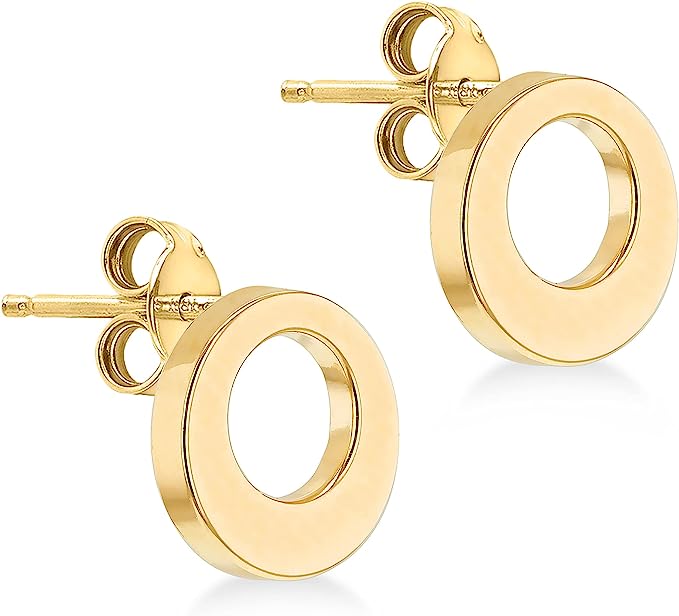 9ct Yellow Gold Round Outline Stud Earrings 7 MM - NiaYou Jewellery