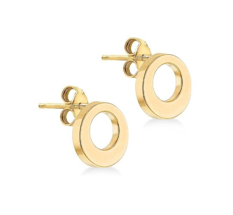 9ct Yellow Gold Round Outline Stud Earrings 7 MM - NiaYou Jewellery