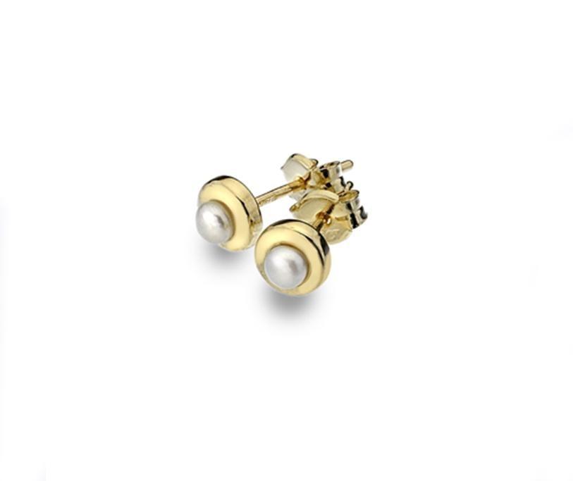 9ct Yellow Gold Round Stud Earrings with Freshwater Pearls - NiaYou Jewellery