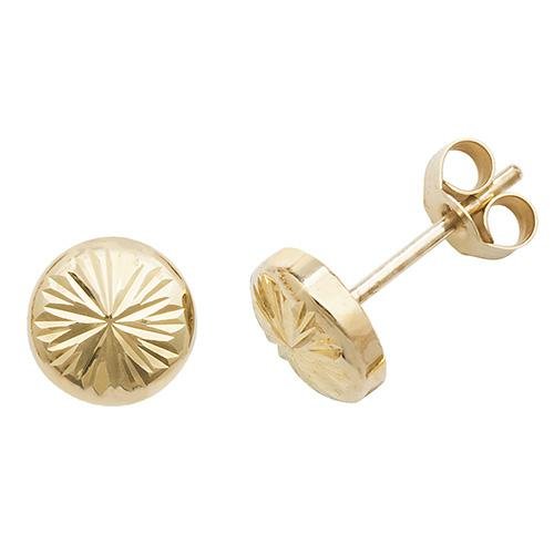 9ct Yellow Gold Round Textured Stud Earrings - NiaYou Jewellery