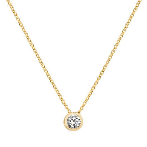 9ct Yellow Gold Rubover Sliding Pendant with CZ Necklace - NiaYou Jewellery