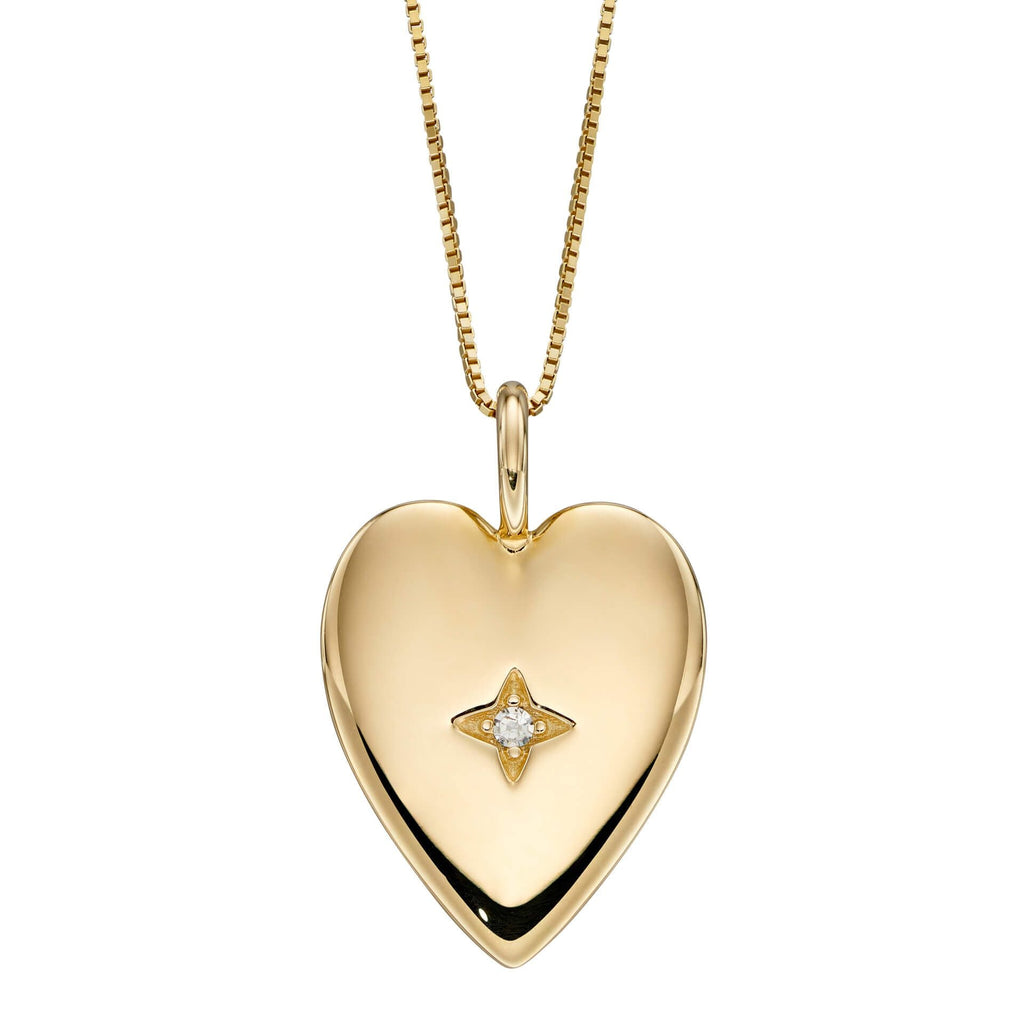 9ct Yellow Gold Set Diamond Heart Pendant - NiaYou Jewellery