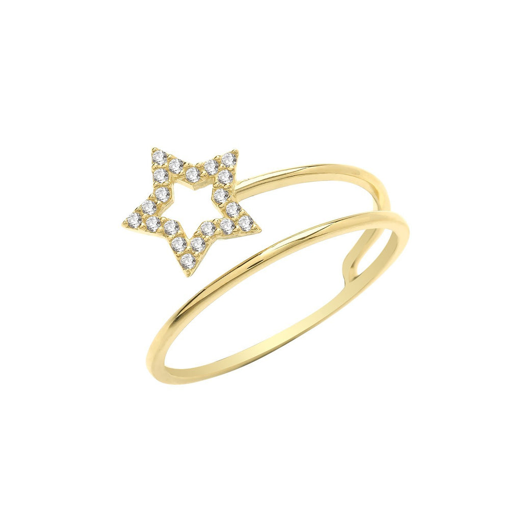 9ct Yellow Gold Shooting Star Ring with Cubic Zirconia - NiaYou Jewellery